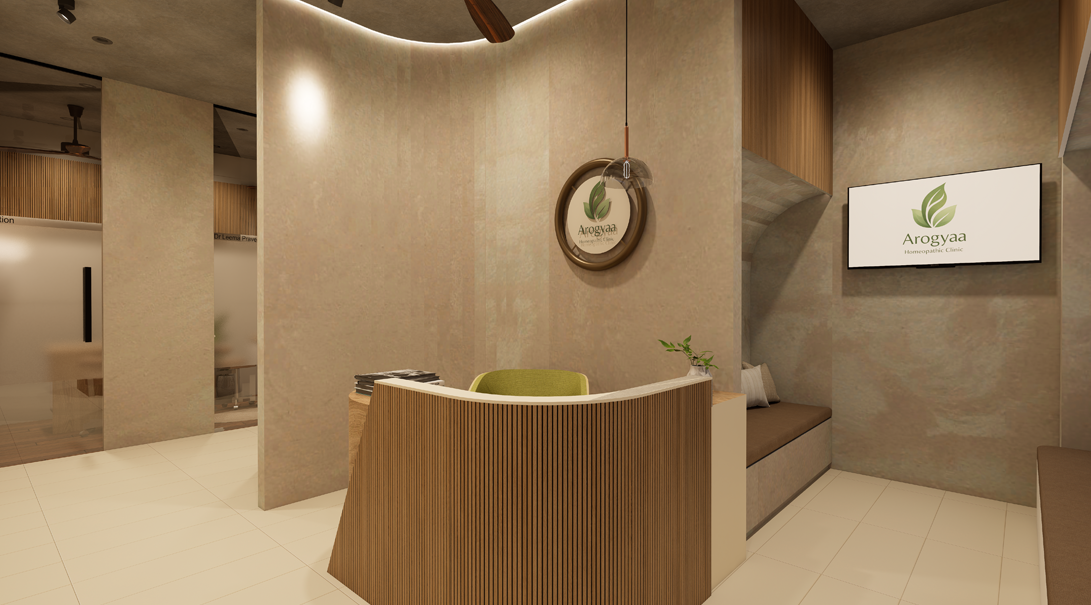 Arogyaa Clinic reception interior in Shivaji Nagar